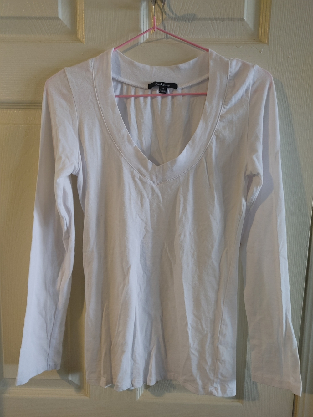 Ambiance White V-Neck Long Sleeve Tee